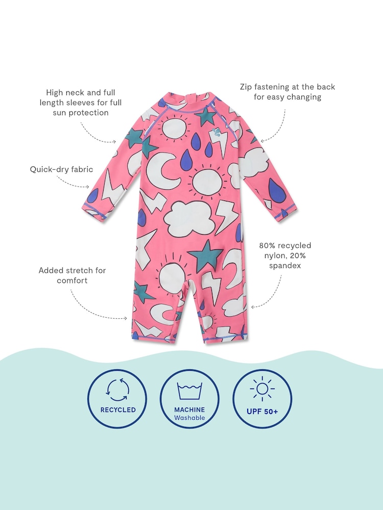 وردي فاتح - بذلة للبحر واقية من الأشعة البنفسجية من Muddy Puddles - صورة 5 من 5