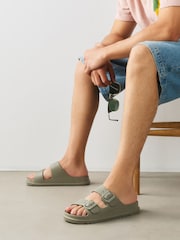 Sage Green Two Buckle EVA Sandals - Image 1 of 7
