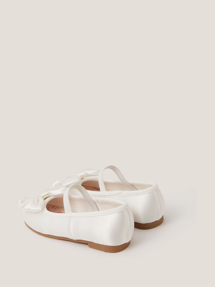 Monsoon Natural Baby Bow Satin Walker Shoes - Image 3 of 3 Monsoon Natural Baby Bow Satin Walker Shoes - Image 3 of 3