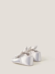 Monsoon Cream Baby Satin Bow Headband & Booties Set - Image 2 of 3