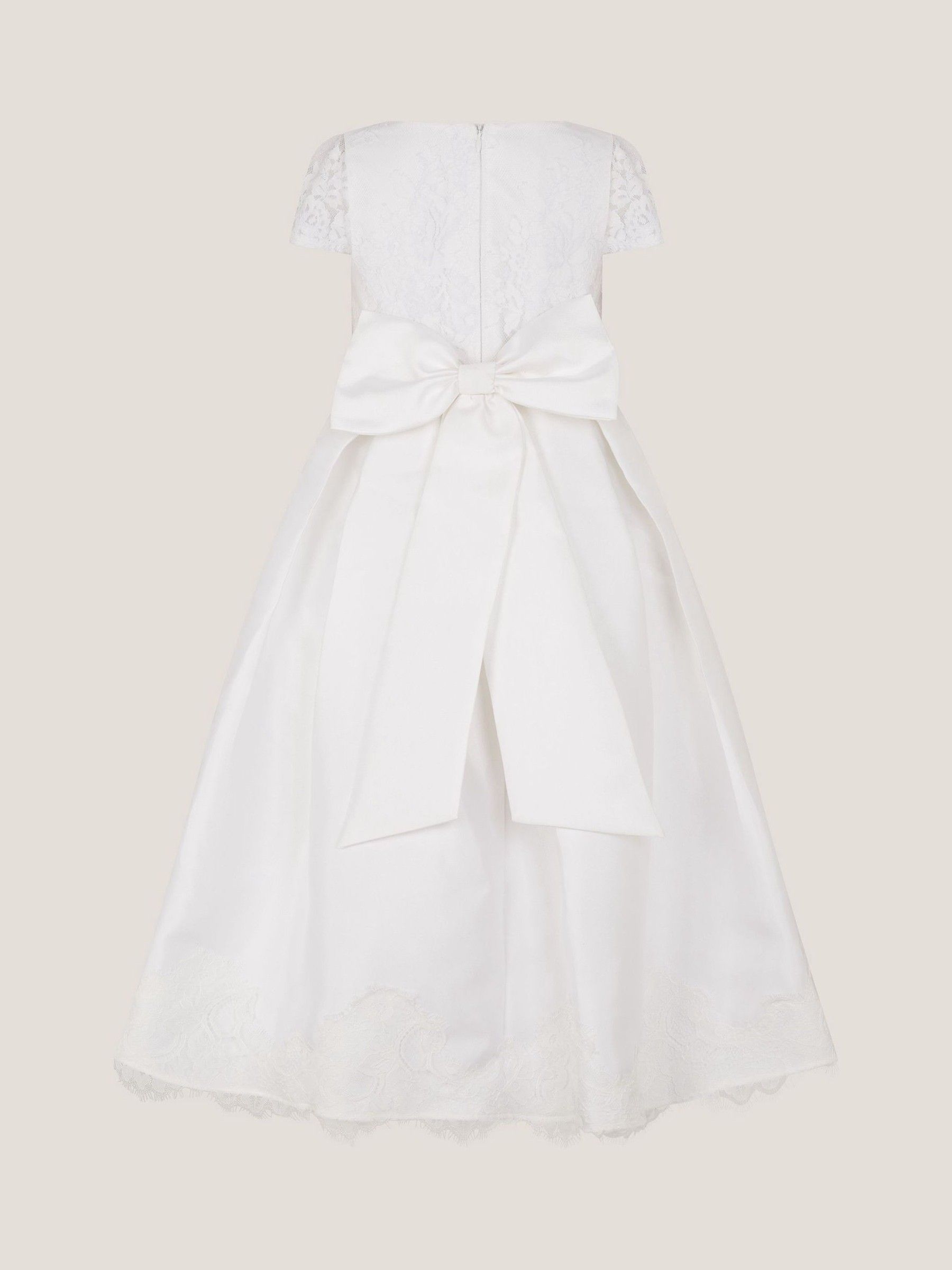 Buy Monsoon White Communion Lola Bow Lace Trim Dress from Next Australia