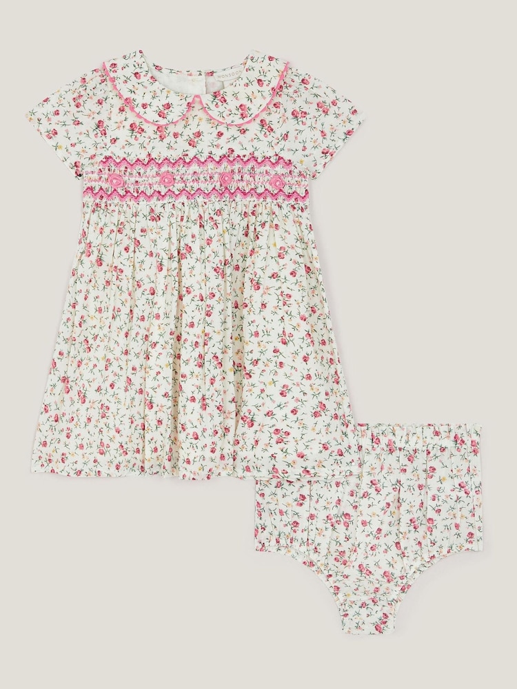 Monsoon Baby Rose Smocked Dress & Briefs Set - תמונה 1 מתוך 3 Monsoon Baby Rose Smocked Dress & Briefs Set - תמונה 1 מתוך 3