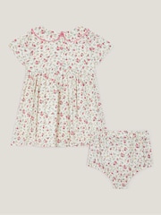 Monsoon Natural Baby Rose Smocked Dress & Briefs Set - Image 2 of 3