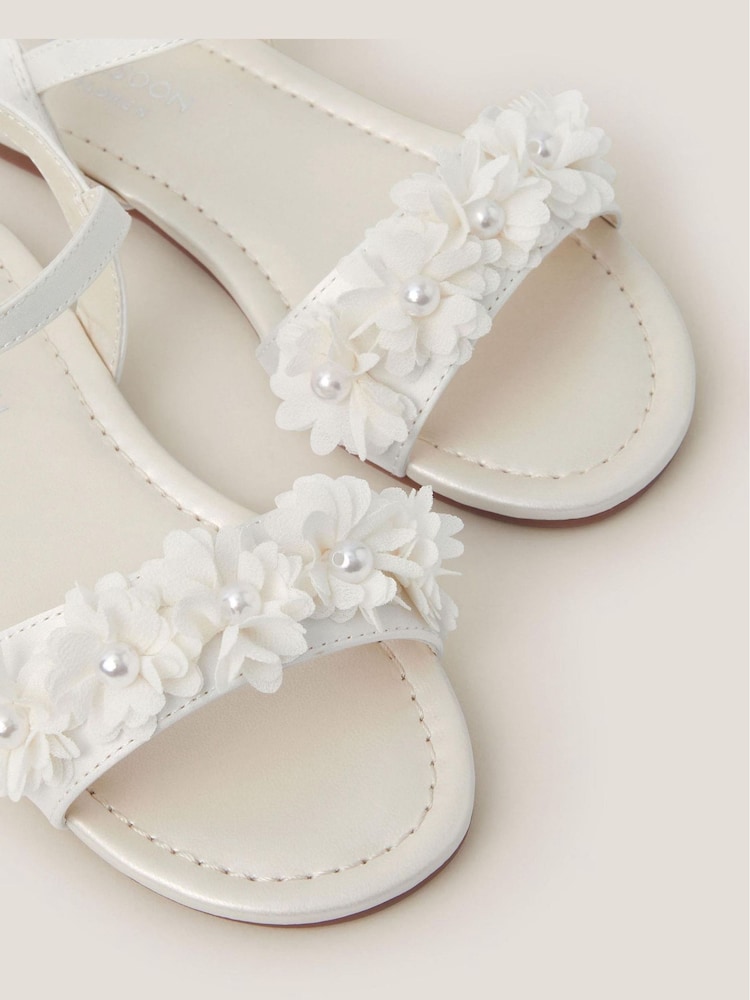 Monsoon Cream Pearl Flower Sandals - Image 3 of 3 Monsoon Cream Pearl Flower Sandals - Image 3 of 3