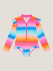 Monsoon Pink Rainbow UPF50+ Long Sleeve Swimsuit - Image 1 of 3