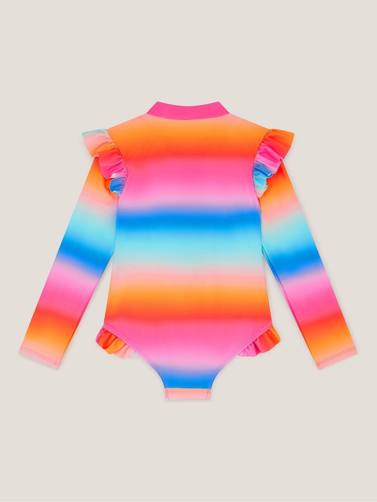 Monsoon Pink Rainbow UPF50+ Long Sleeve Swimsuit - Image 2 of 3