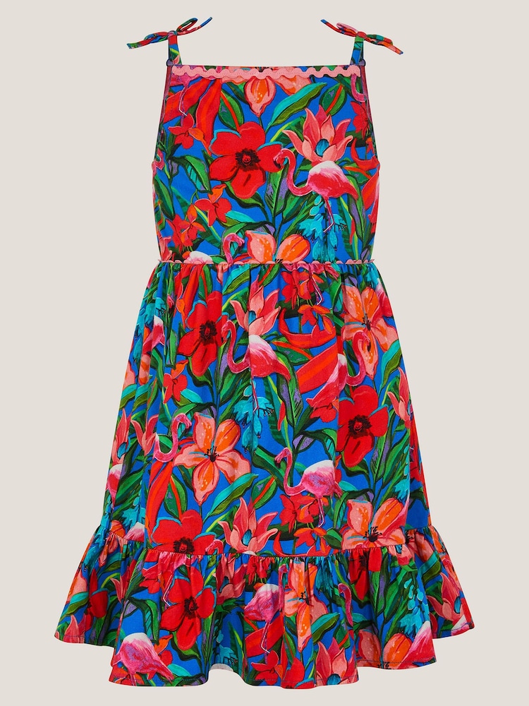 Monsoon Pink Tropical Print Jersey Beach Dress - Image 2 of 4