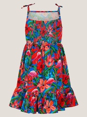 Monsoon Pink Tropical Print Jersey Beach Dress - Image 3 of 4