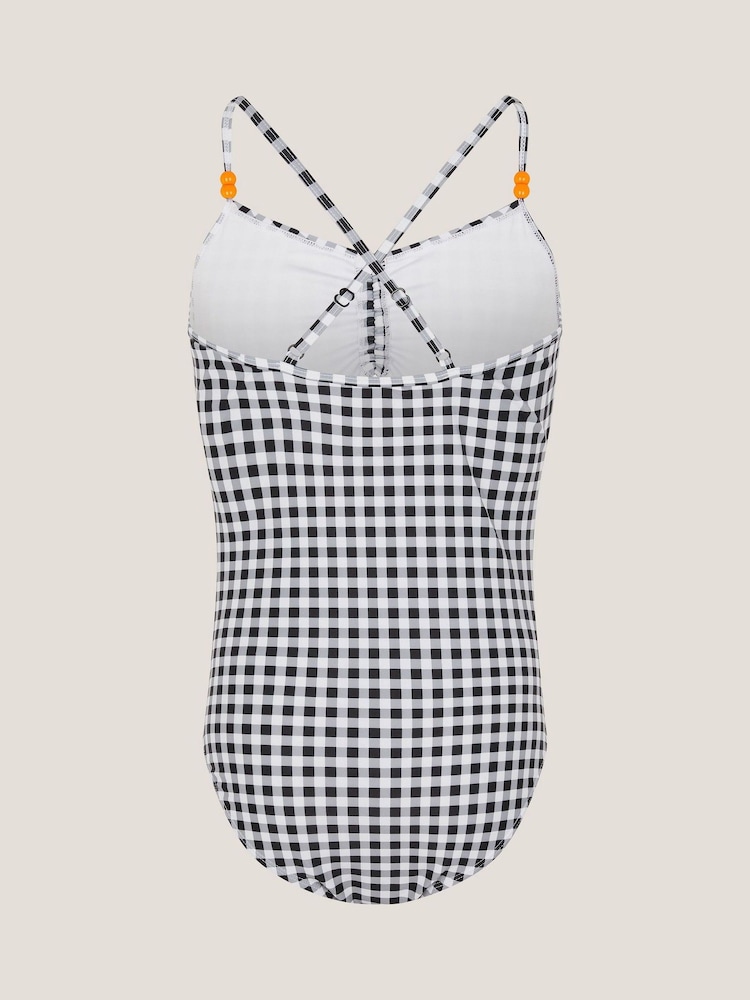 Monsoon Gingham Cut Out Swimsuit - صورة 2 من 3