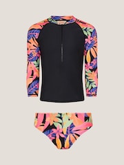 Monsoon Black Tropical Floral UPF50+ Rash Vest & Briefs Set - Image 1 of 3