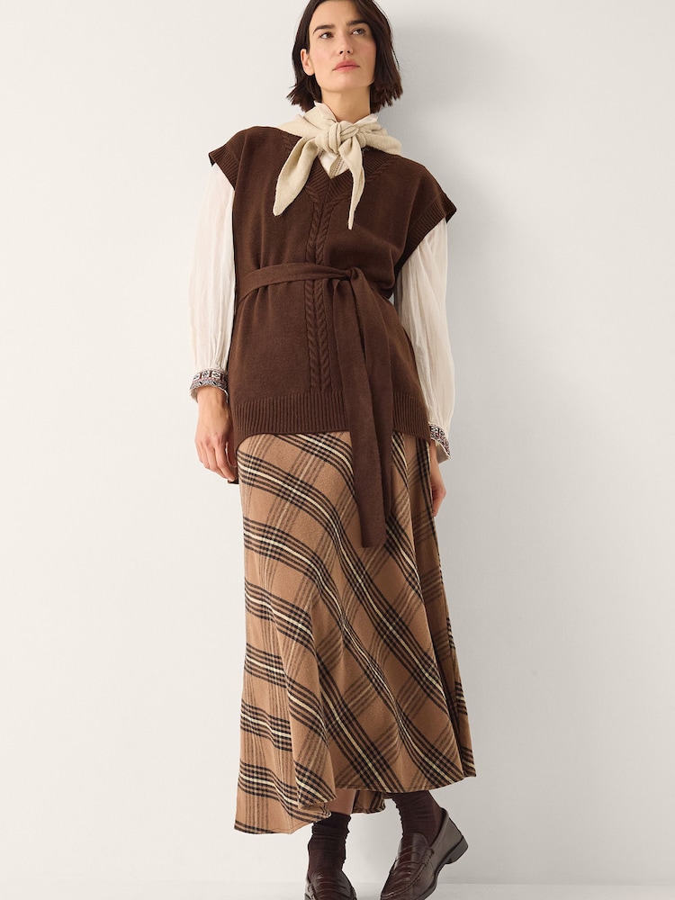 Monsoon Brown Cohen Tie Waist Cable Knit Vest - Image 1 of 6 Monsoon Brown Cohen Tie Waist Cable Knit Vest - Image 1 of 6
