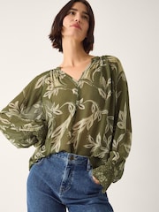 Monsoon Green Leona Leaf Print Blouse - Image 1 of 6