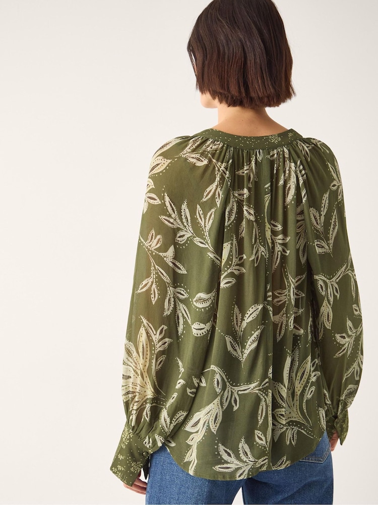 Monsoon Green Leona Leaf Print Blouse - Image 2 of 6