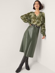 Monsoon Green Leona Leaf Print Blouse - Image 3 of 6