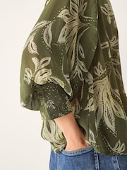 Monsoon Green Leona Leaf Print Blouse - Image 5 of 6