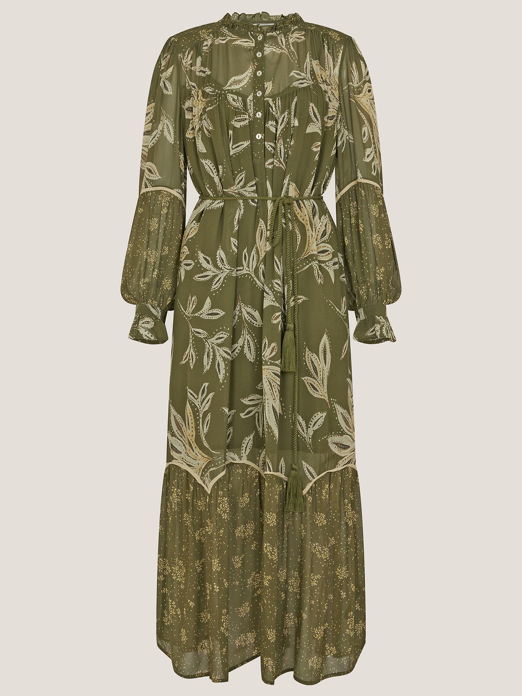 Buy Monsoon Green Leona Print Long Sleeve Midi Dress from Next USA