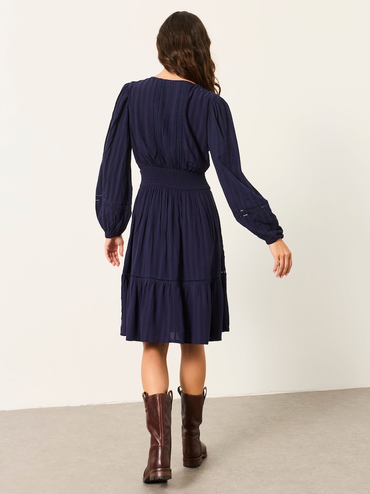 FatFace Pippa Navy Jacquard Dress - Image 2 of 6