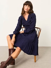FatFace Pippa Navy Jacquard Dress - Image 5 of 6