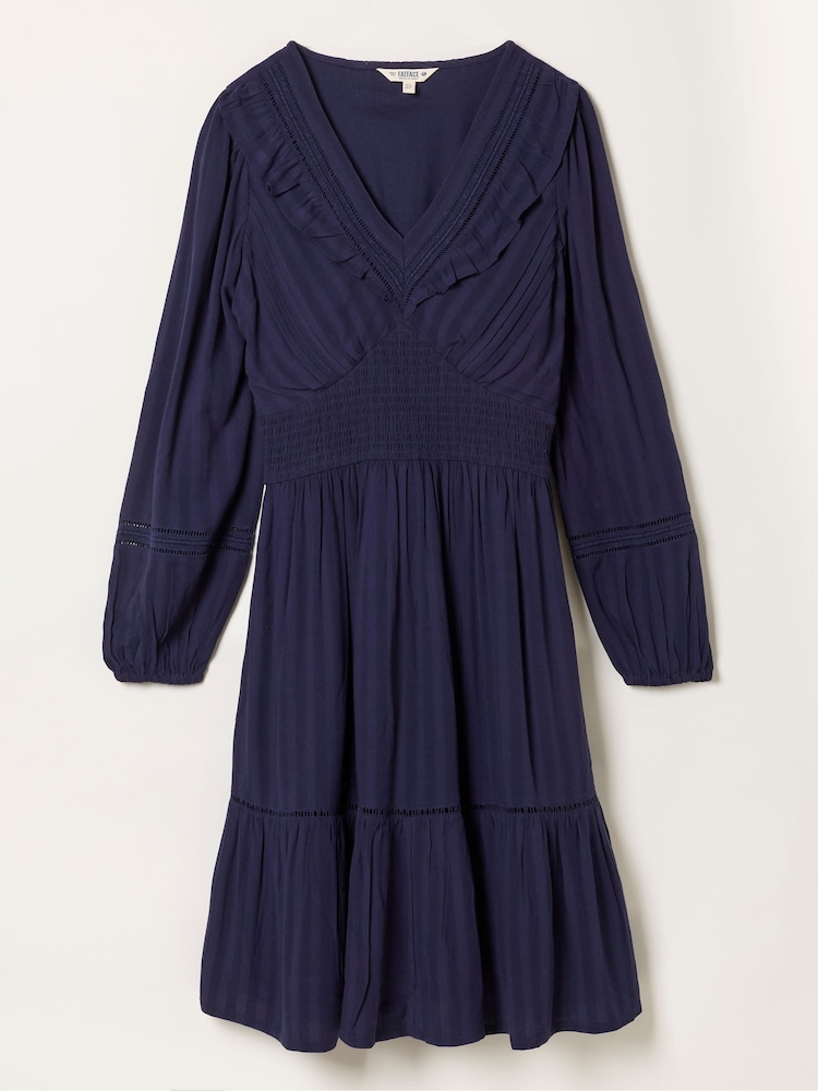 FatFace Pippa Navy Jacquard Dress - Image 6 of 6