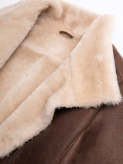 Lakeland Leather Brown Armboth Shearling Asymmetric Zip Aviator Jacket - Image 10 of 16