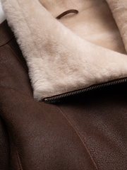 Lakeland Leather Brown Armboth Shearling Asymmetric Zip Aviator Jacket - Image 13 of 16