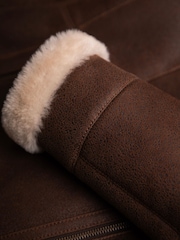 Lakeland Leather Brown Armboth Shearling Asymmetric Zip Aviator Jacket - Image 14 of 16