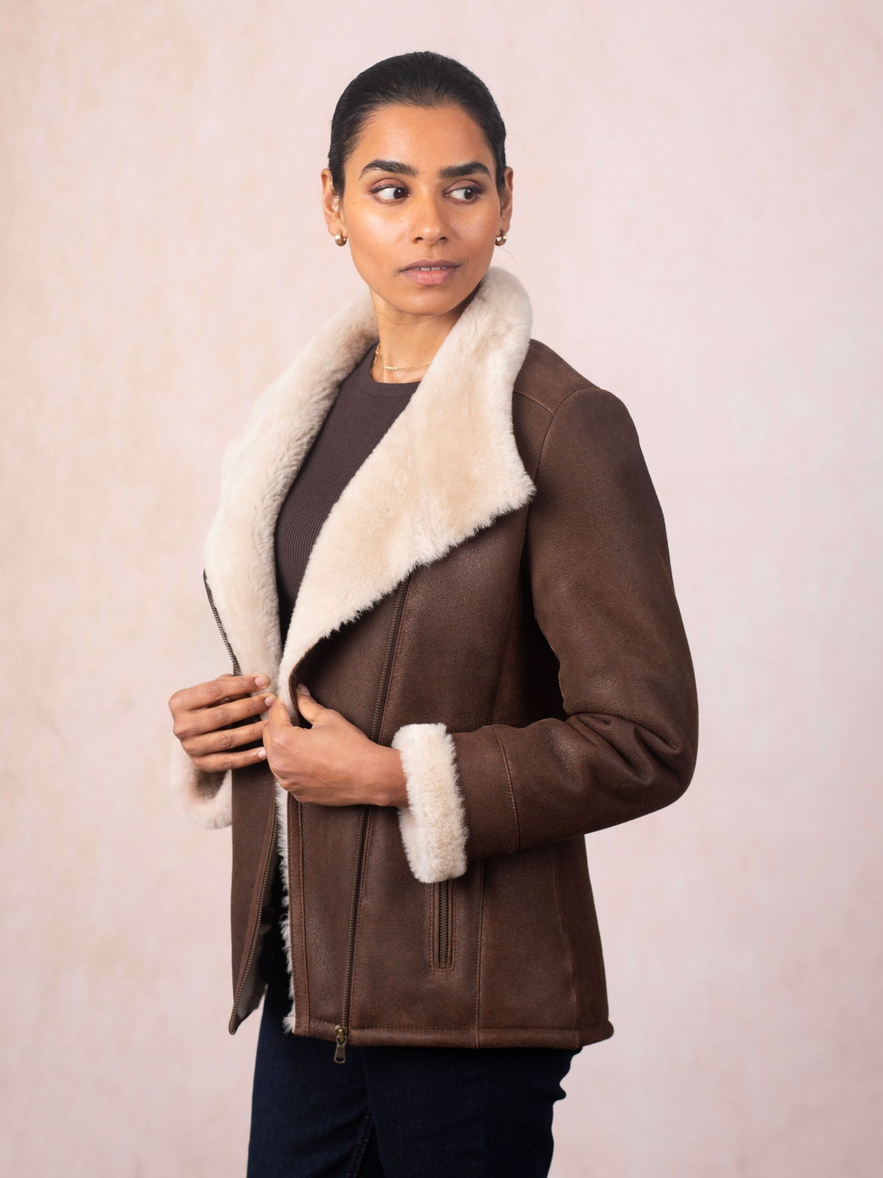 Buy Lakeland Leather Brown Armboth Asymmetric Zip Aviator Jacket
