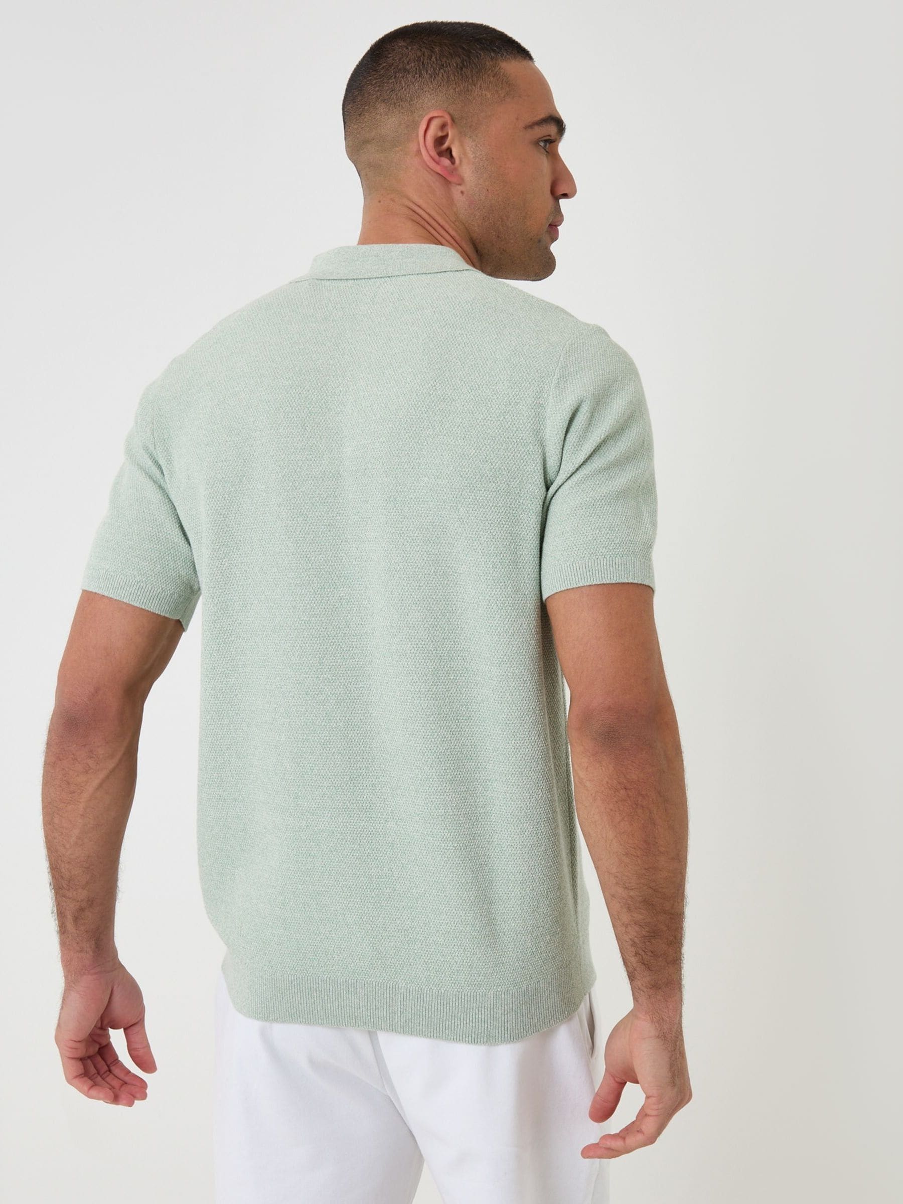 Buy Threadbare Green Moss Stitch Knitted Polo Shirt from the Next