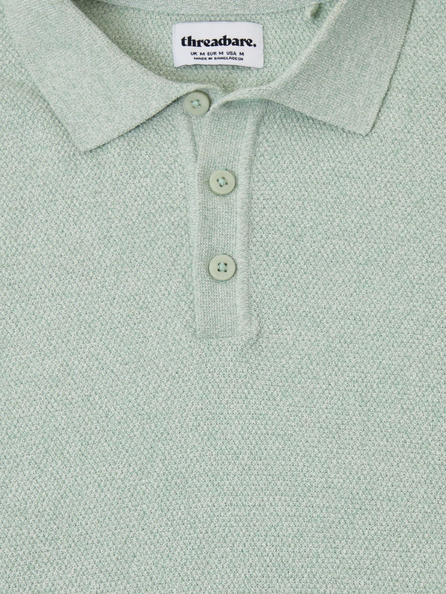 Buy Threadbare Green Moss Stitch Knitted Polo Shirt from the Next