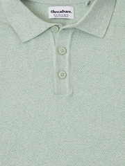 Threadbare Green Moss Stitch Knitted Polo Shirt - Image 5 of 5