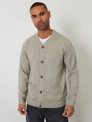 Threadbare Grey Knitted Button Up Patch Pocket Cardigan - Image 1 of 4