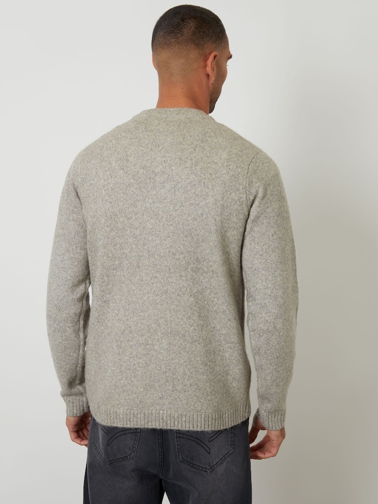 Threadbare Grey Knitted Button Up Patch Pocket Cardigan - Image 2 of 4