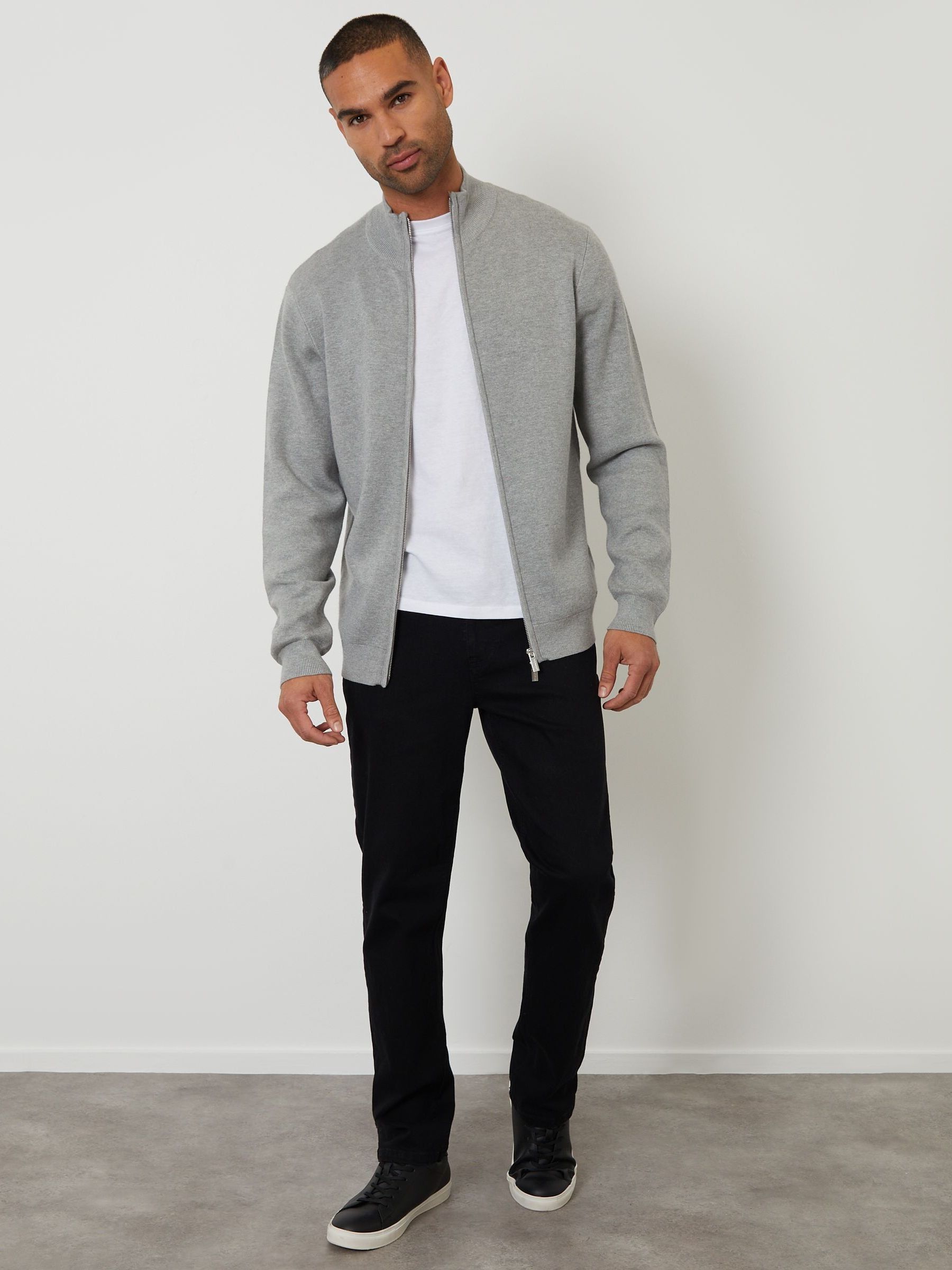 LGB☆カシミヤ混シースルーニットロンT☆グレー☆0サイズ☆ Buy Threadbare Light Grey Zip-Through Funnel Neck Knitted Cardigan