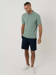 Threadbare Green Basket Stitch Knitted Polo Shirt - Image 3 of 4