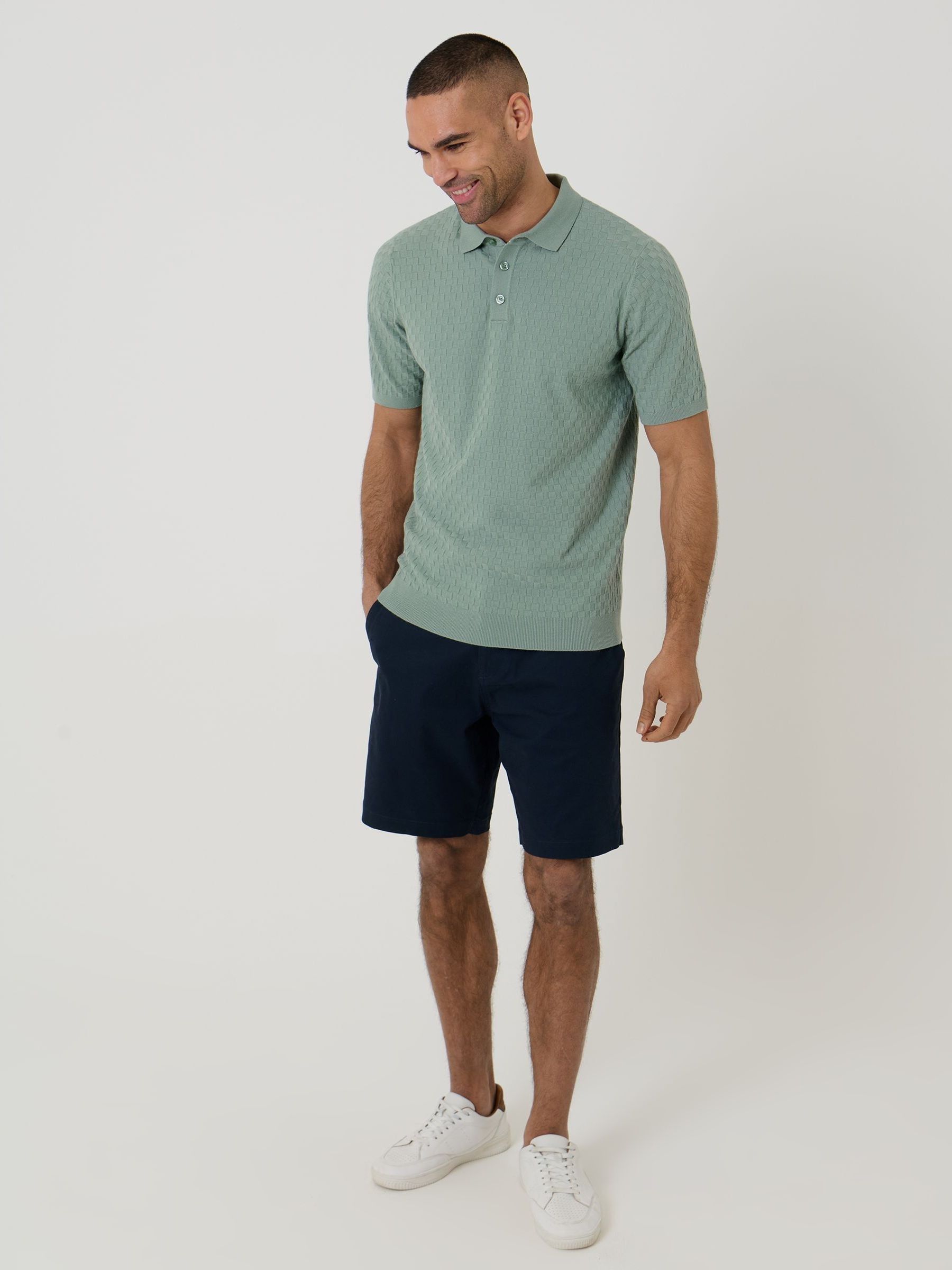 Buy Зелений - Threadbare Basket Stitch Knitted Polo Shirt з сайту