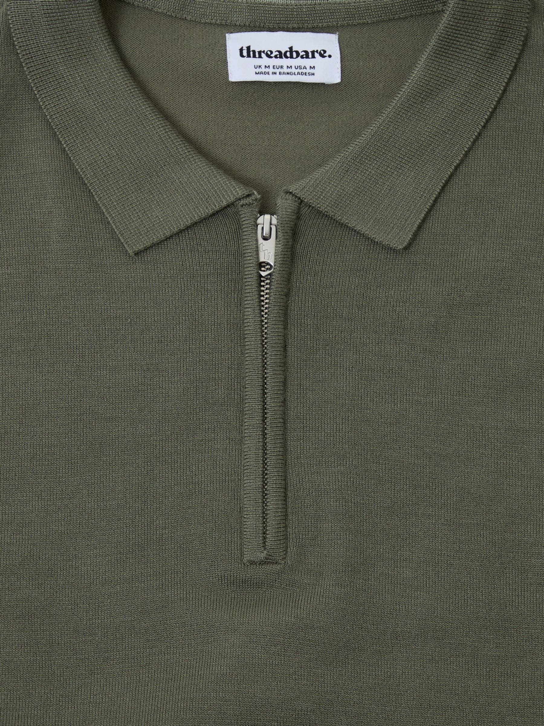 Buy Threadbare Green Quarter Zip Knitted Polo Shirt from Next USA