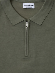 Verde - Threadbare Quarter Zip Knitted Polo Shirt - Imagen 5 de 5