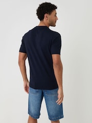 Threadbare Blue Quarter Zip Knitted Polo Shirt - Image 2 of 4