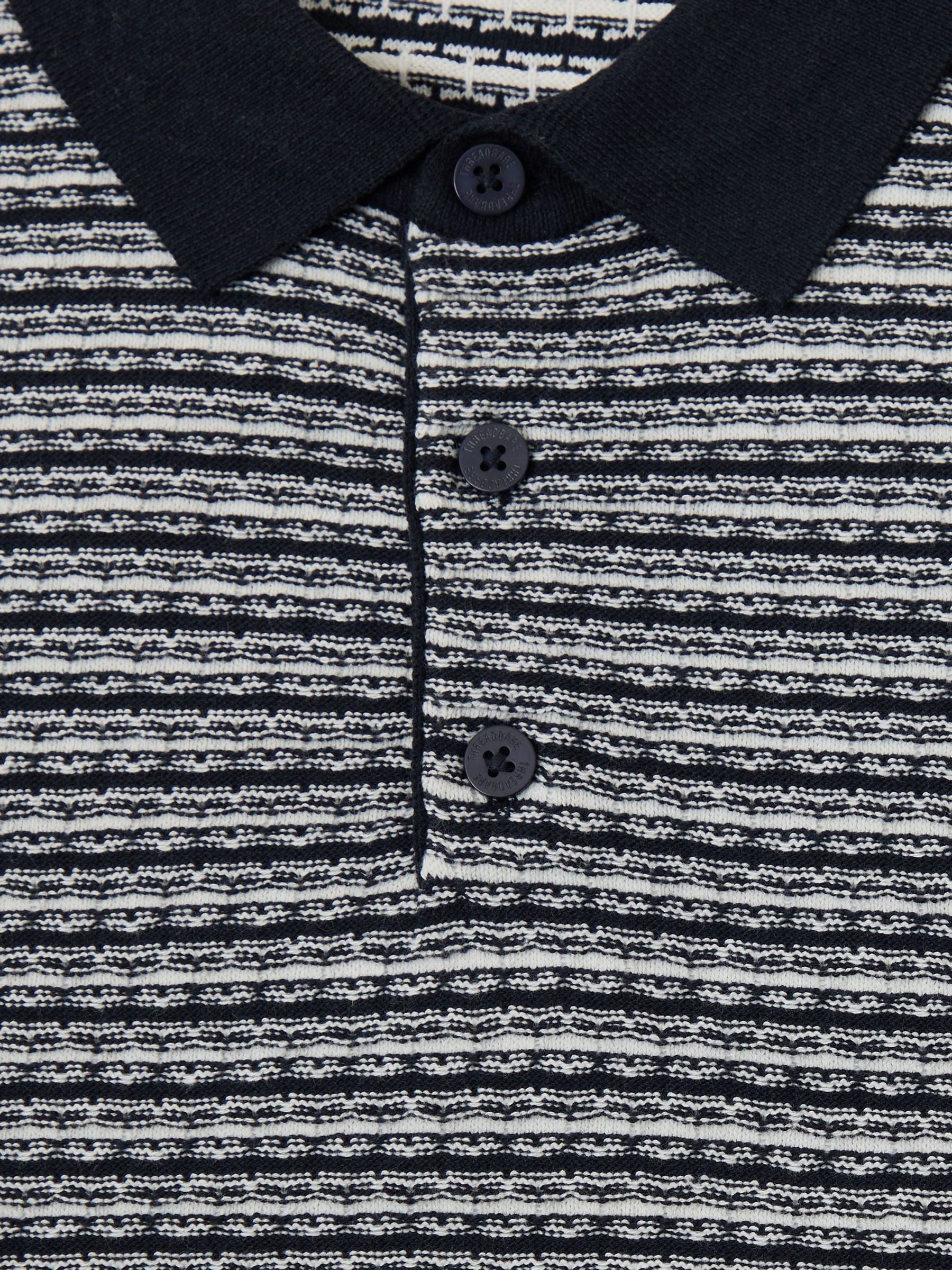 トップス ULTERIOR WIC MELANGE RIB DS KNIT Buy Threadbare Blue Textured Stripe Knitted Polo Shirt from Next