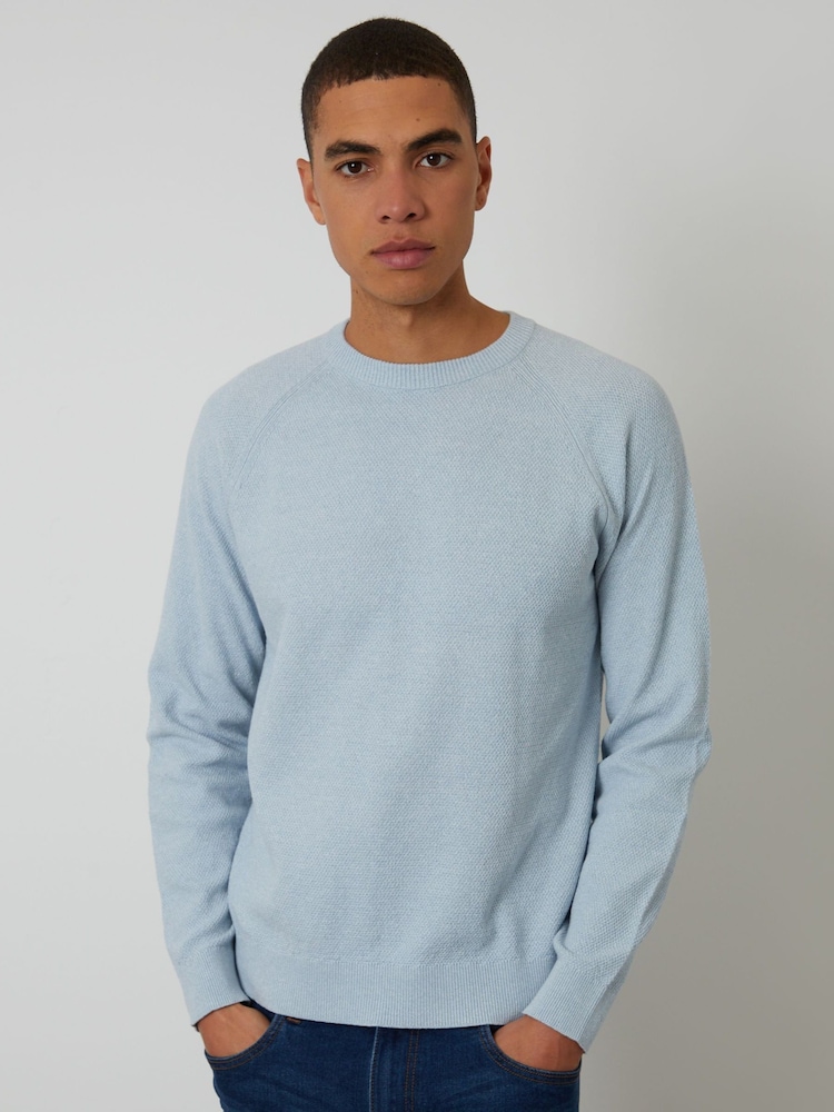 Hellblau - Threadbare Strickpullover mit Raglanärmeln und Rundhalsausschnitt - Bild 1 von 4