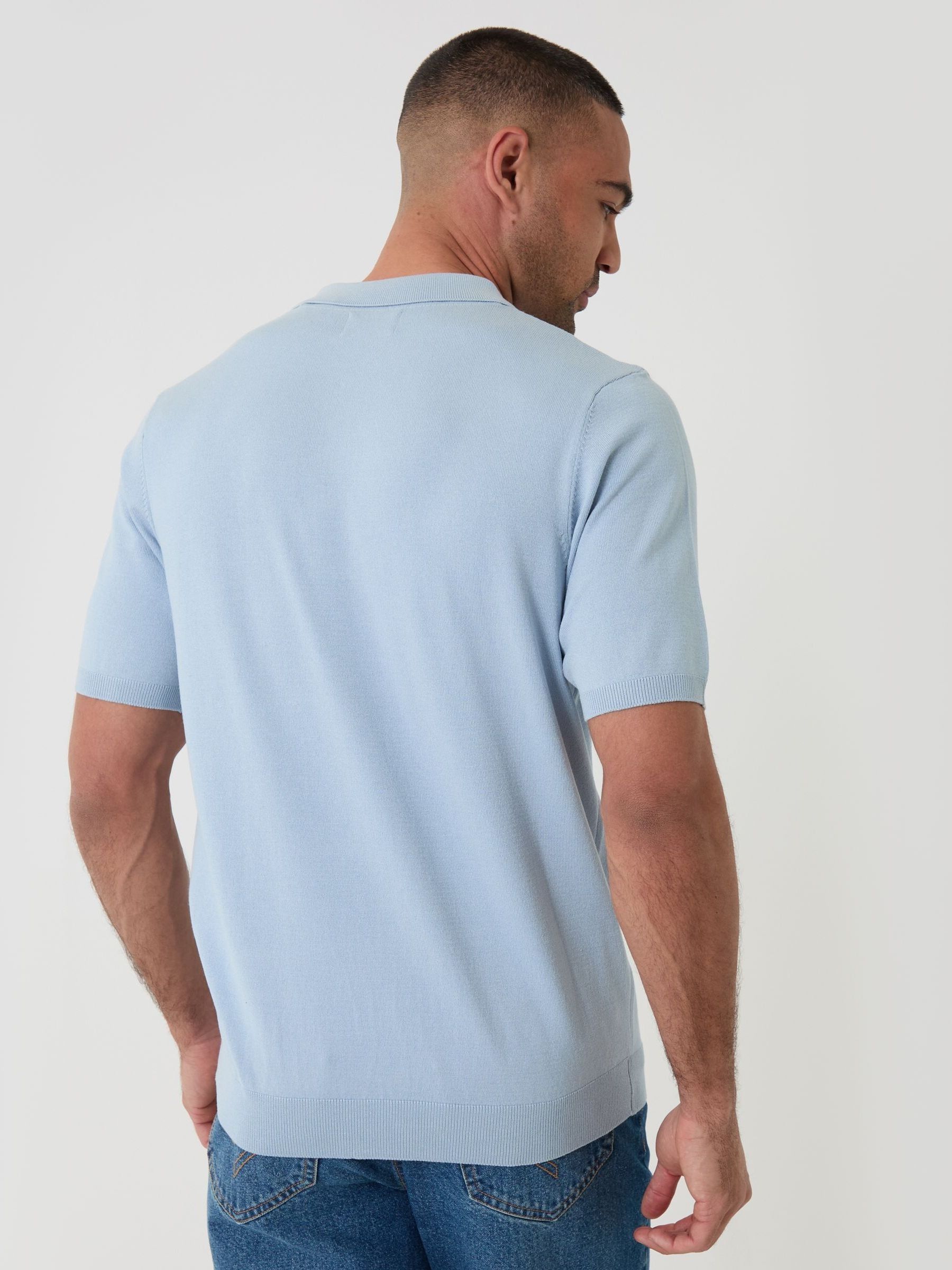 Buy Threadbare Light Blue Quarter Zip Knitted Polo Shirt from Next USA