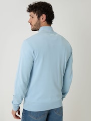 Threadbare Blue Funnel Quarter Zip Knitted Jumper - Image 2 of 4