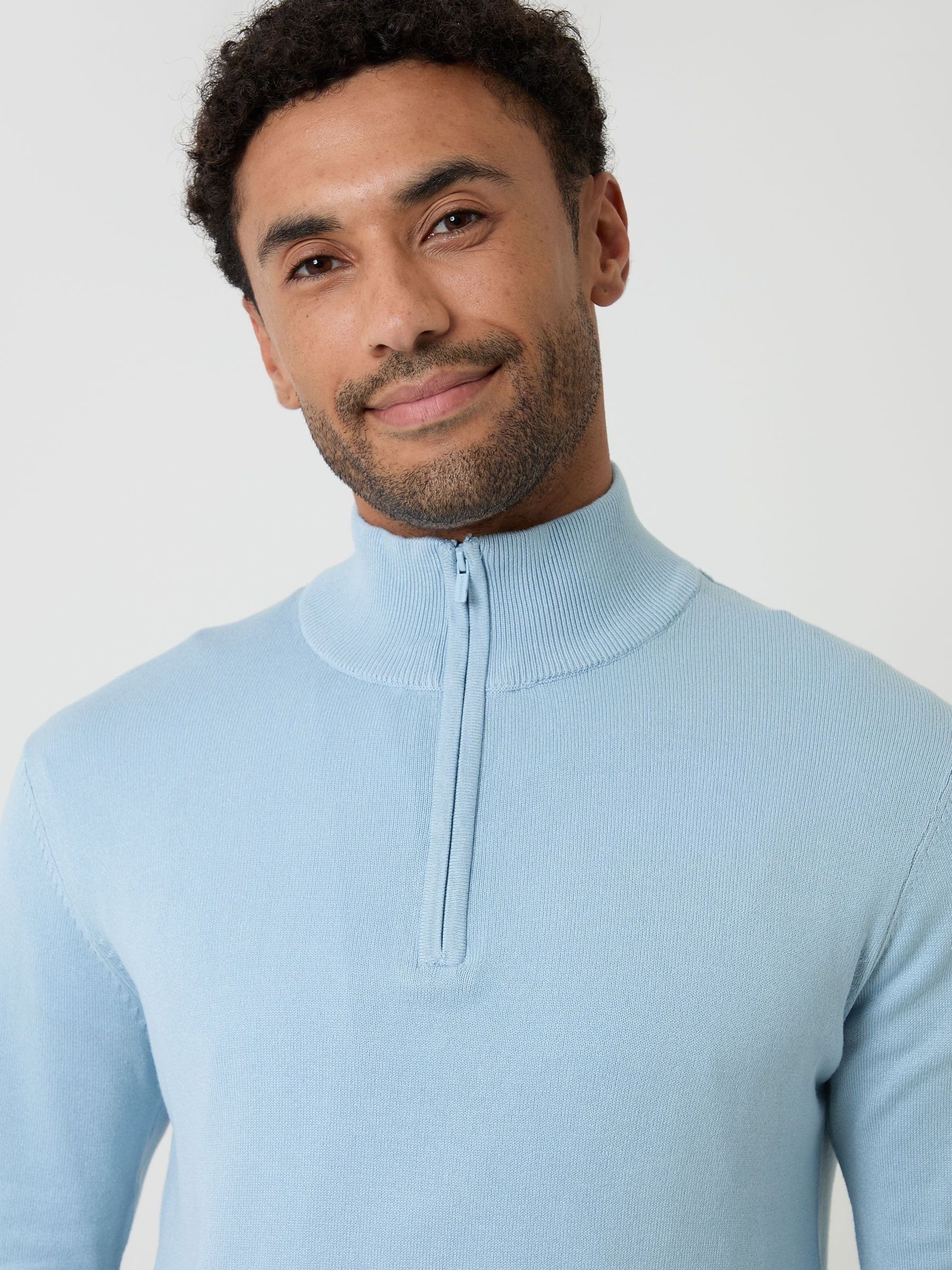Buy Threadbare Blue Funnel Quarter Zip Knitted Jumper from Next Australia
