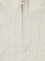 Threadbare Cream Cable Knit Quarter Zip Jumper - Image 5 of 5
