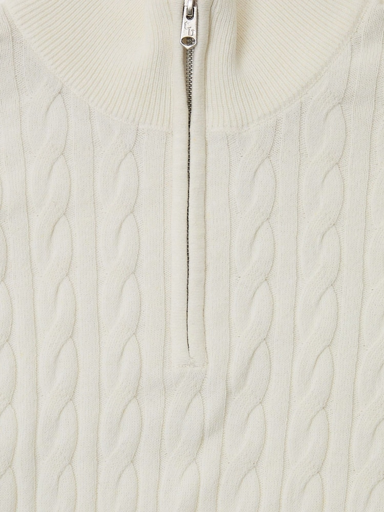 Threadbare Cream Cable Knit Quarter Zip Jumper - Image 5 of 5