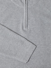 Threadbare Grey Waffle Knit Raglan Quarter Zip Jumper - Image 5 of 5