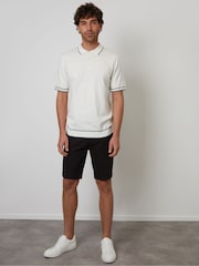 Threadbare Cream Knitted Short Sleeve Polo Shirt - Image 4 of 4