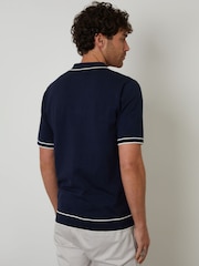 Threadbare Blue Knitted Short Sleeve Polo Shirt - Image 2 of 4