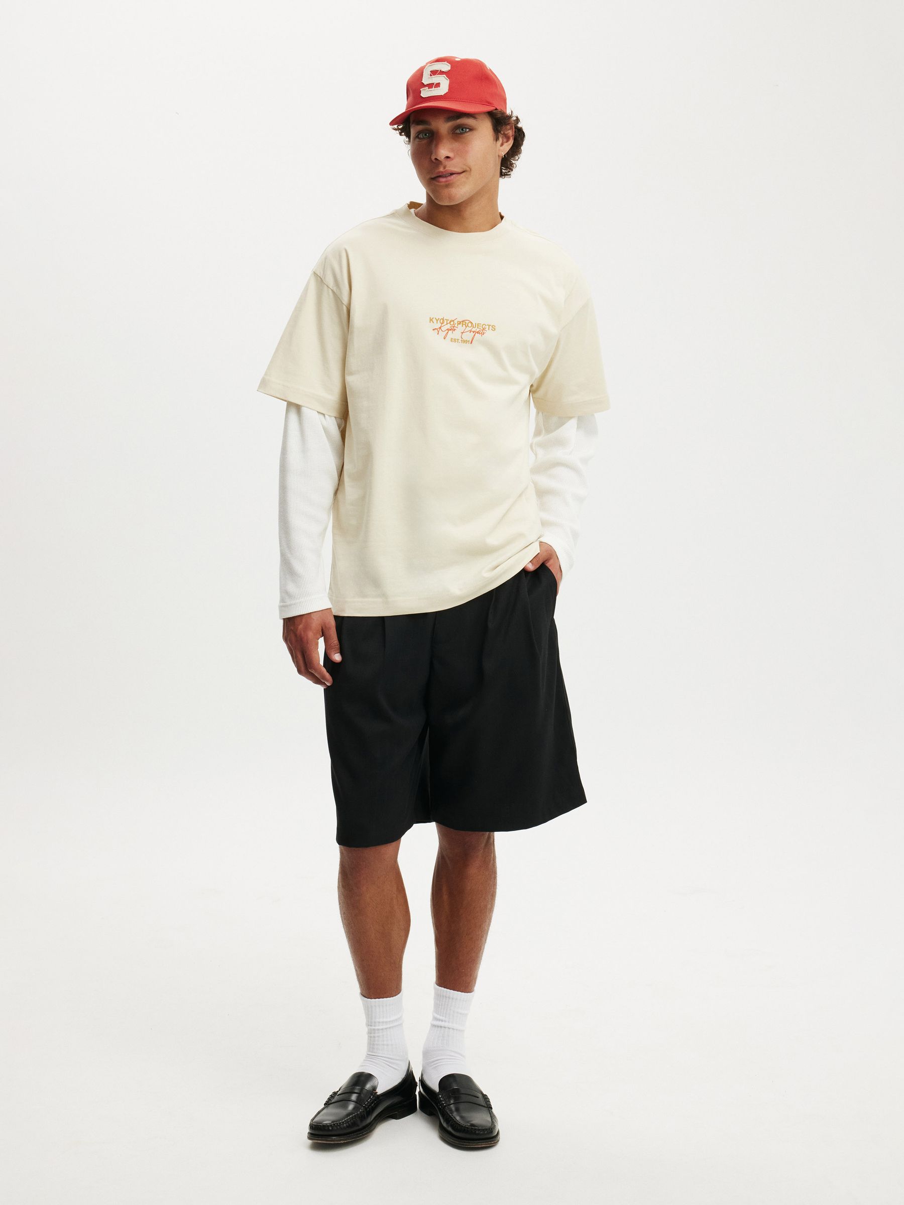 Buy Cotton On Ecru/Kyoto Projects Box Fit Text T-Shirt from Next USA