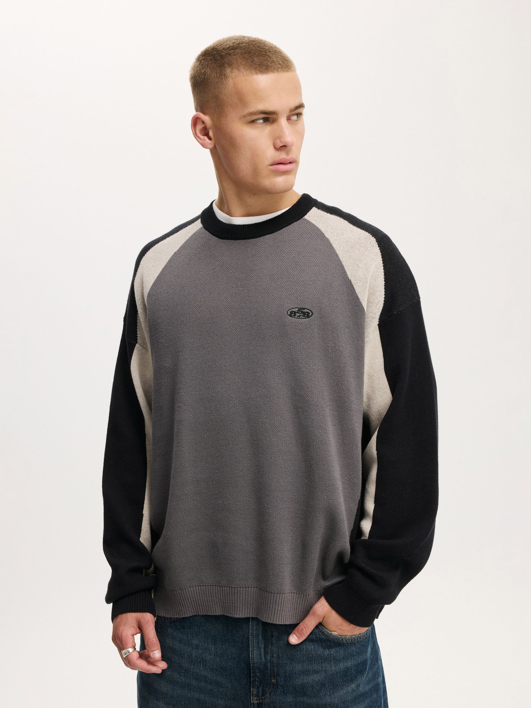 Buy Cotton On Grey Sports Core Crew Knit Jumper from Next USA